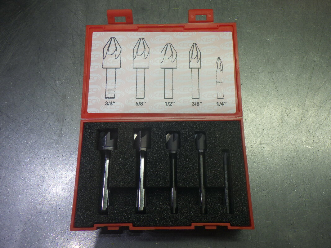 KEO 5 Piece 100 Deg 6 Flute Carbide Counter Sink Set 55823-TiAlN (LOC508A)