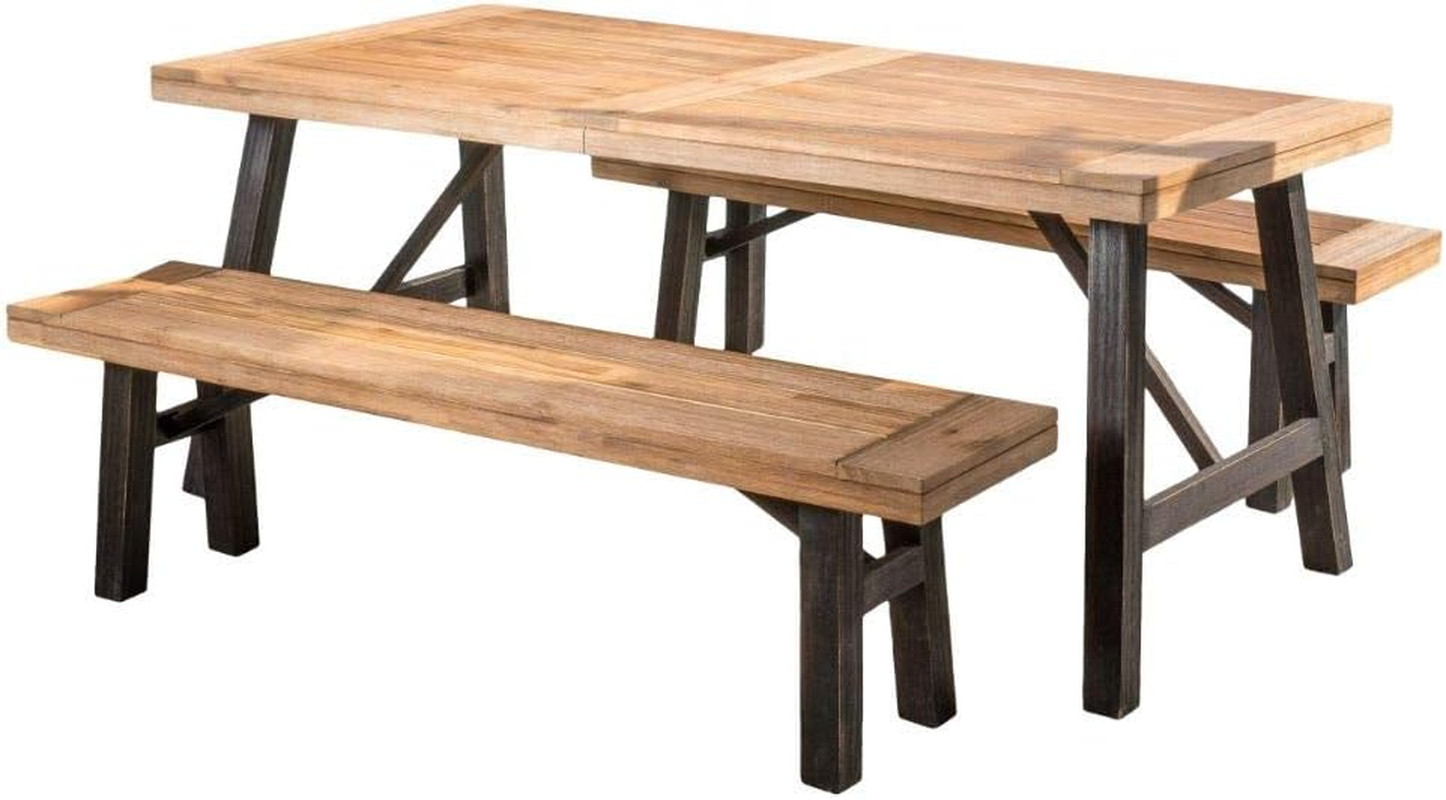 Cottage Acacia Wood Dining Set, Brushed Grey