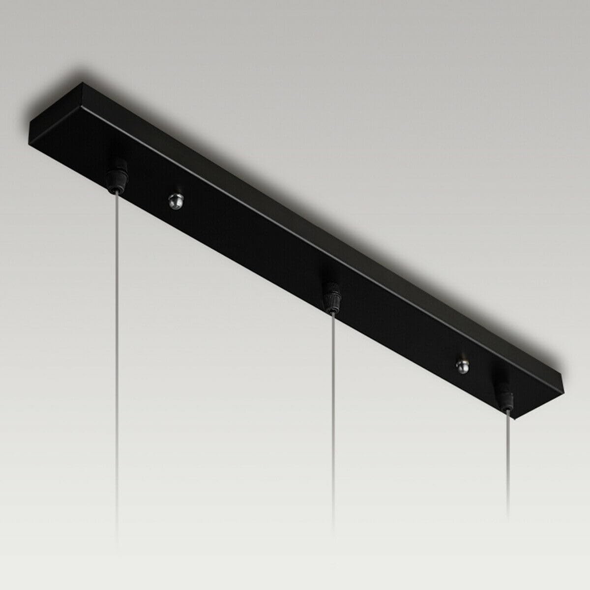 3-Outlet Ceiling Rose Rectangular 500mm Metal Canopy Multi Outlet Black