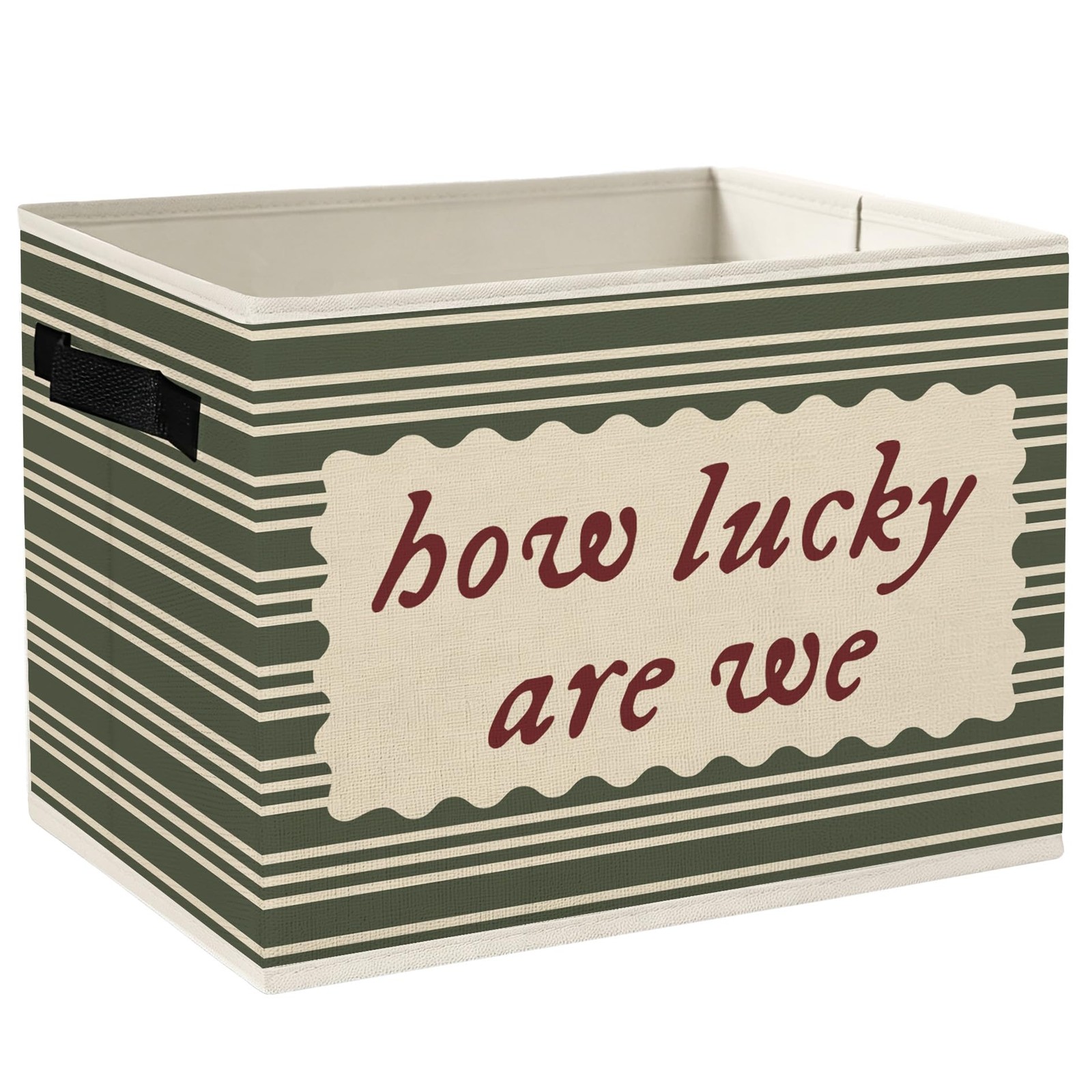 Trendy Retro Inspirational Storage Bins Box with Handles, How Lucky Are We Mo...
