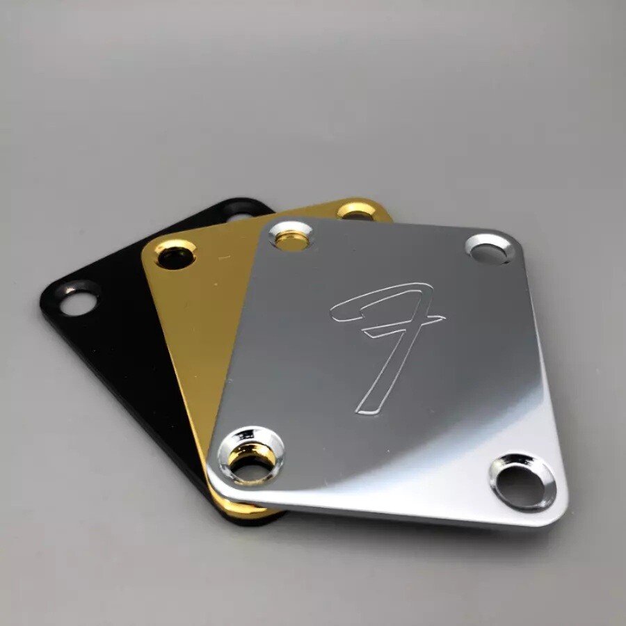 70s NECK PLATE Fender Vintage "F" Logo Strat Tele Guitar Bass Screws Parts Bolt