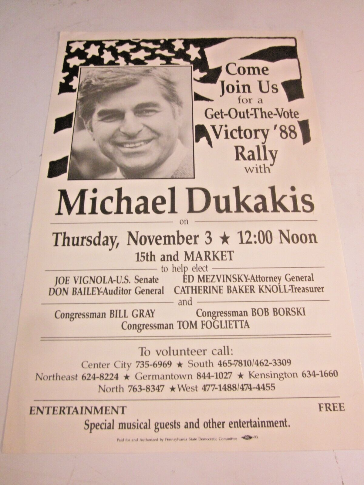 Michael Dukakis Presidential Campaign Poster 1988 Election