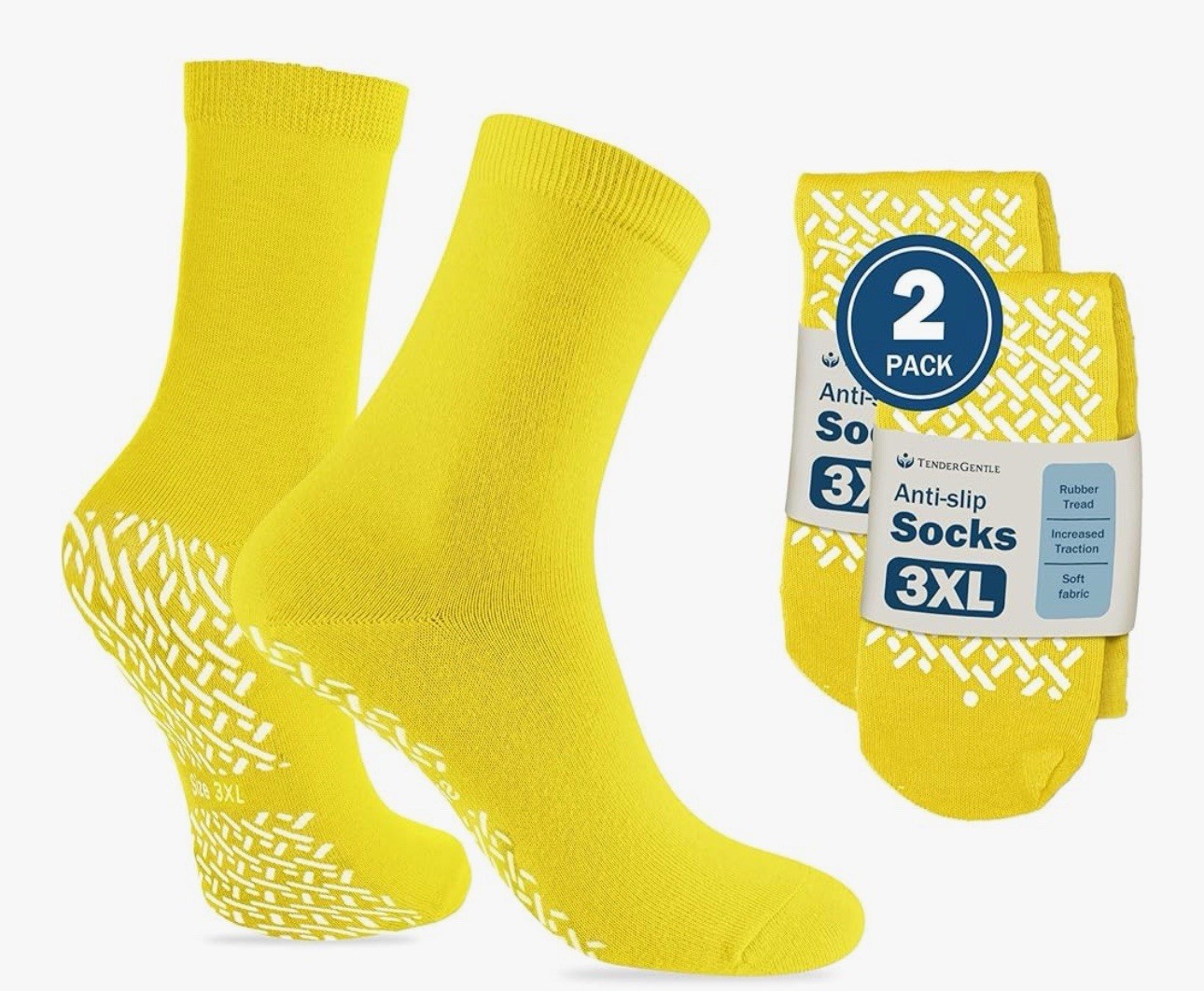 Hospital Socks with Grips - Soft, Stretchy, Grippy Socks – Hospitals 3XL 2 Pair