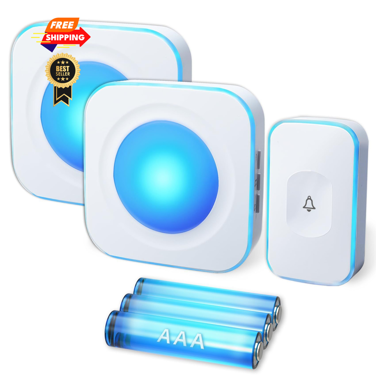Wireless Doorbell 2Receiver 1Buttons Blue DC, DC