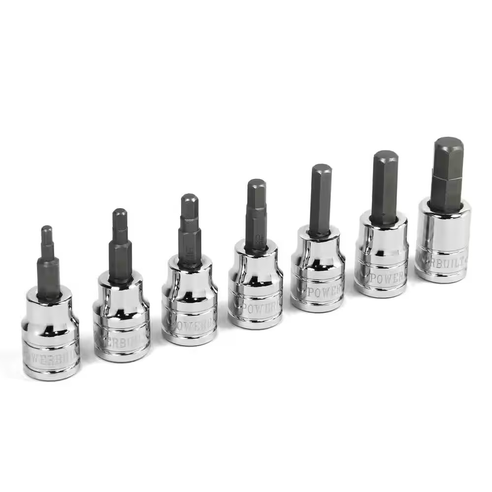 7 Piece 3/8 Inch Drive SAE Hex Bit Socket Set