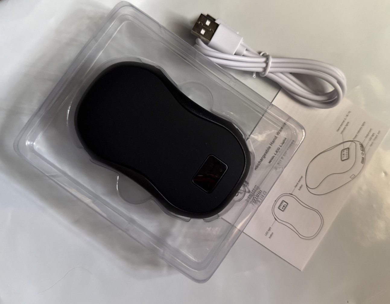 Living Glow Rechargeable Hand Warmer Heater Power Bank  Flashlight Black NIB