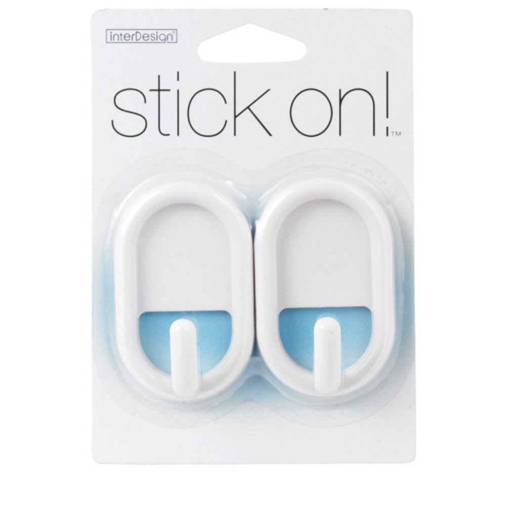iDesign 3/4 in. L White Plastic Small Stick On Hook 0.2 lb. cap. 2 pk