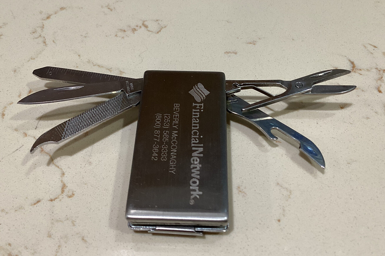 Belt Clip Tiny 5 Tool Mult-Tool  (promotional give-away) Knife, Scissors Etc.
