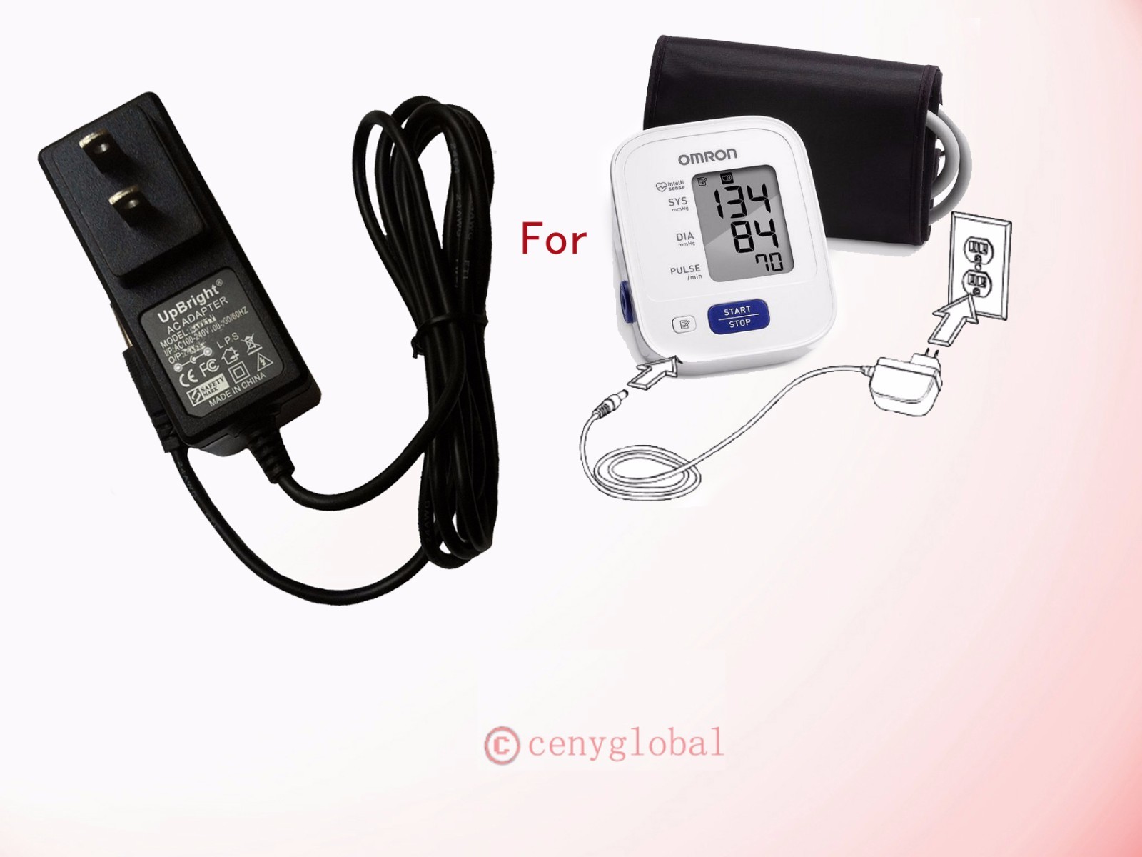 AC Adapter For Omron 3/5/7/10 Series Blood Preasure Monitor HEM-ADPTW5 DC 6V 4W