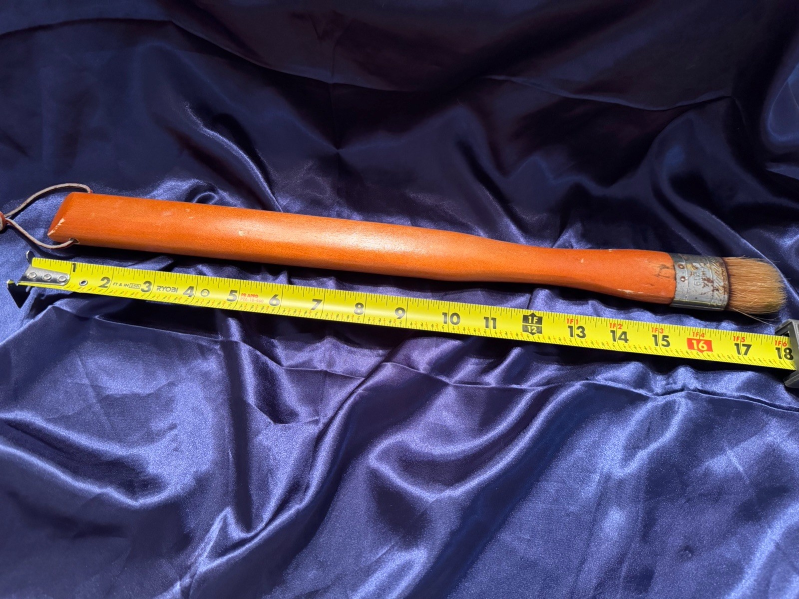 18” Long Handle Natural Bristle Paint Brush Wood Handle Leather Loop