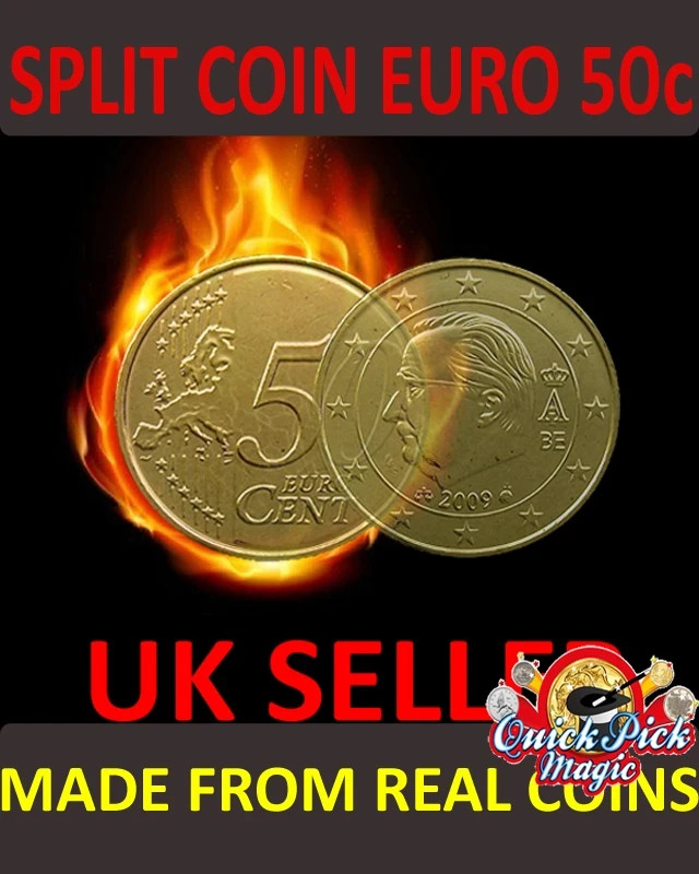 Close up Coin Magic Euro Split Coin - 50cent Clone coin - Coin Thru Bag