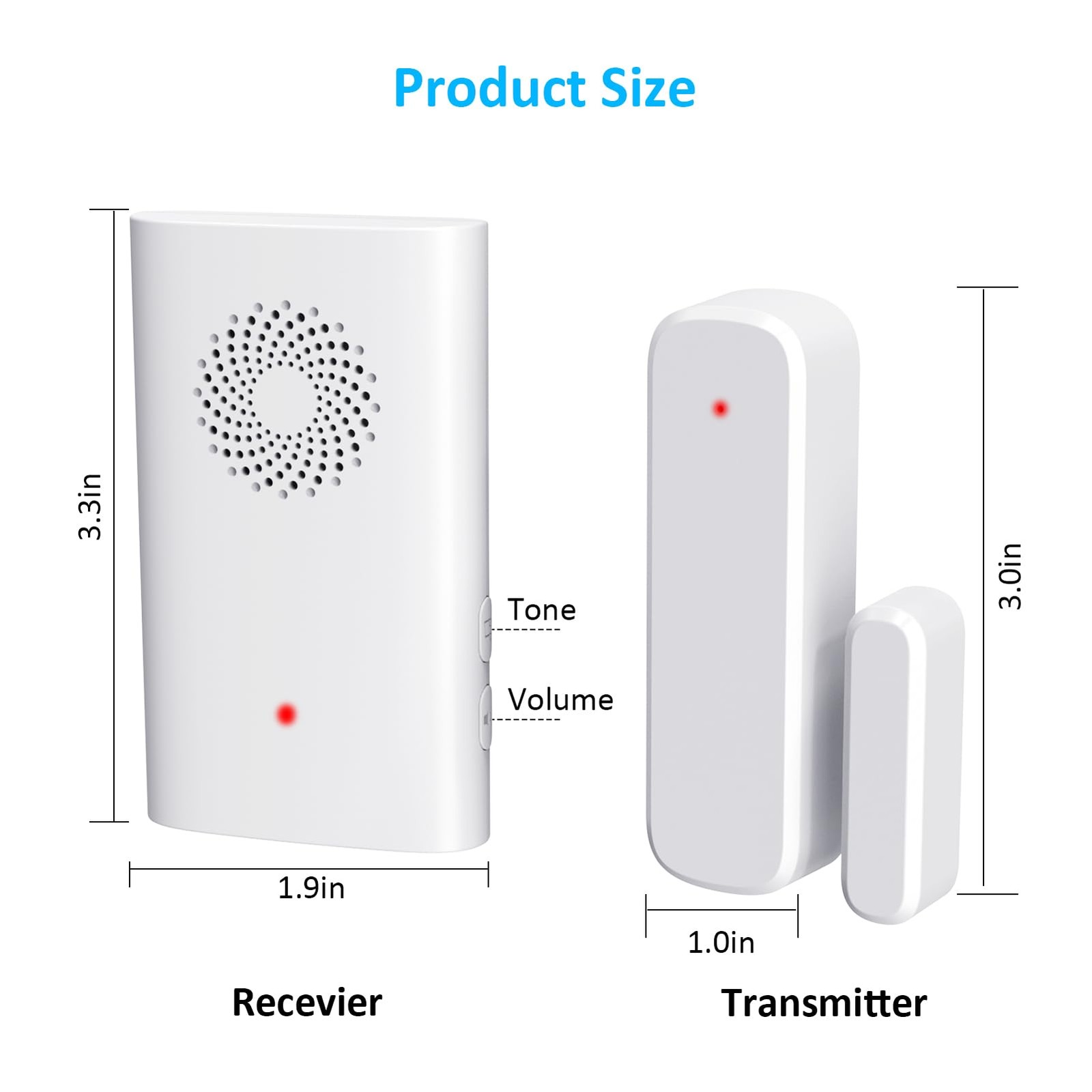 Wireless Door Chime, Sensor Chimes When 2 Receivers +1Sensor, white