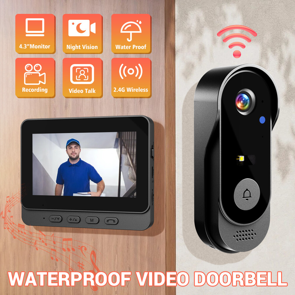 1080P Wireless Security Smart Doorbell Intercom Two-Way Audio Camera IPS Screen