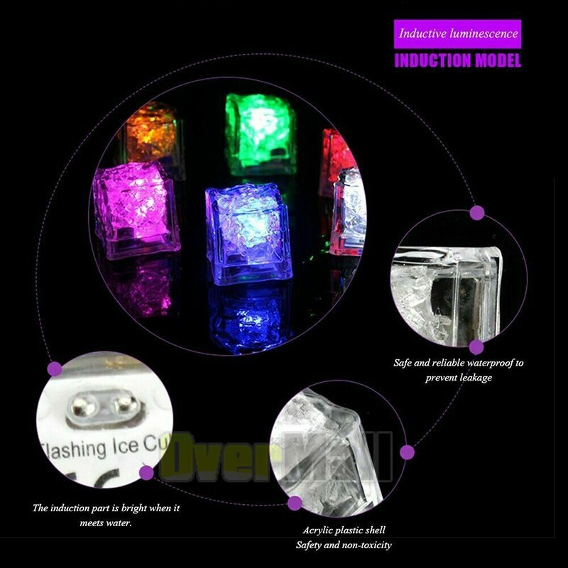 Light Up Ice Cubes Bulk, 12-48 PCS Led Ice Cubes for Drinks with Changing Lights