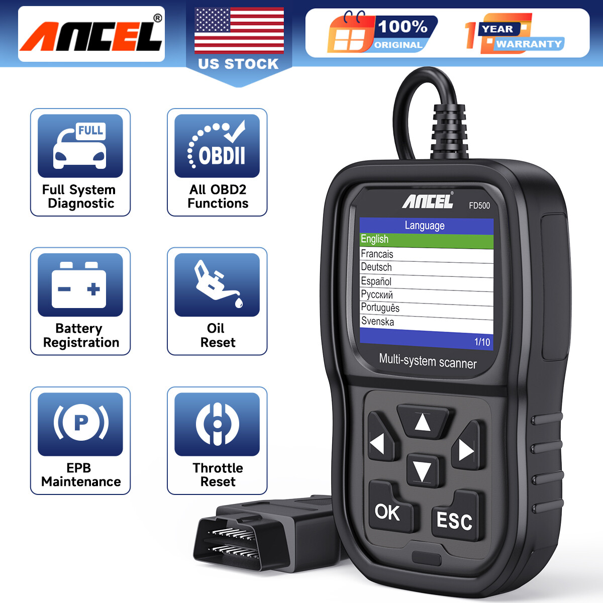 ANCEL FD500 Full System Scan Tool fit for Ford Lincoln Code Reader Obd2 Scanner