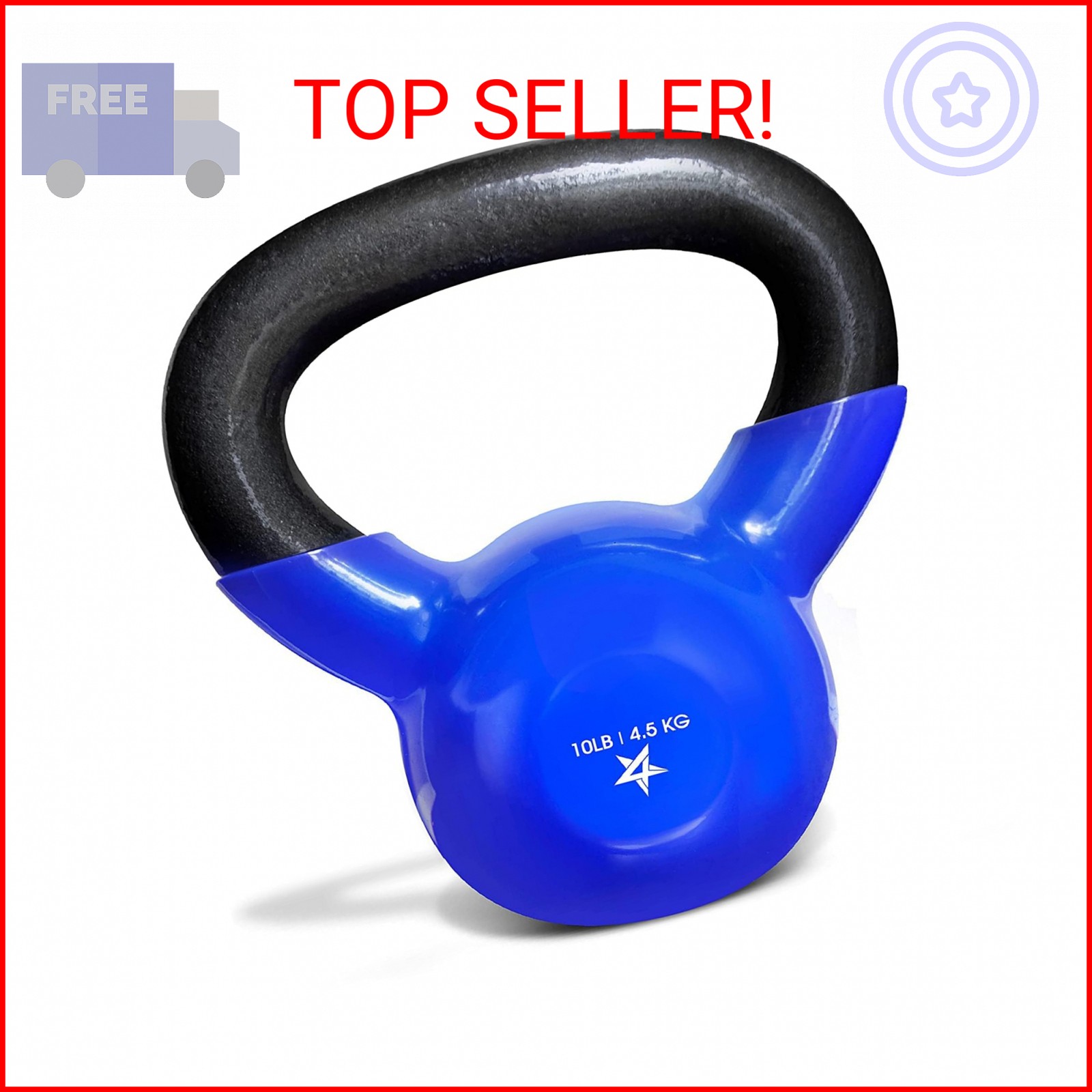 Yes4All Kettlebell, 10 lb Vinyl Coated Cast Iron Strength Training Kettlebells f