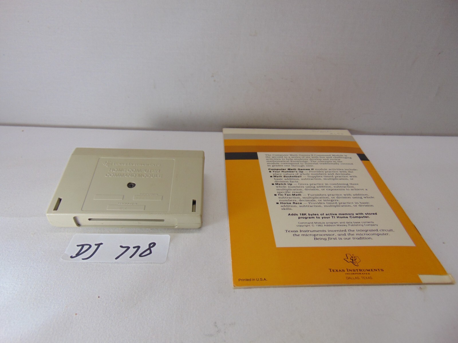 Texas Instruments TI 99/4A Computer Game Cartridge & Book Math Games II Module