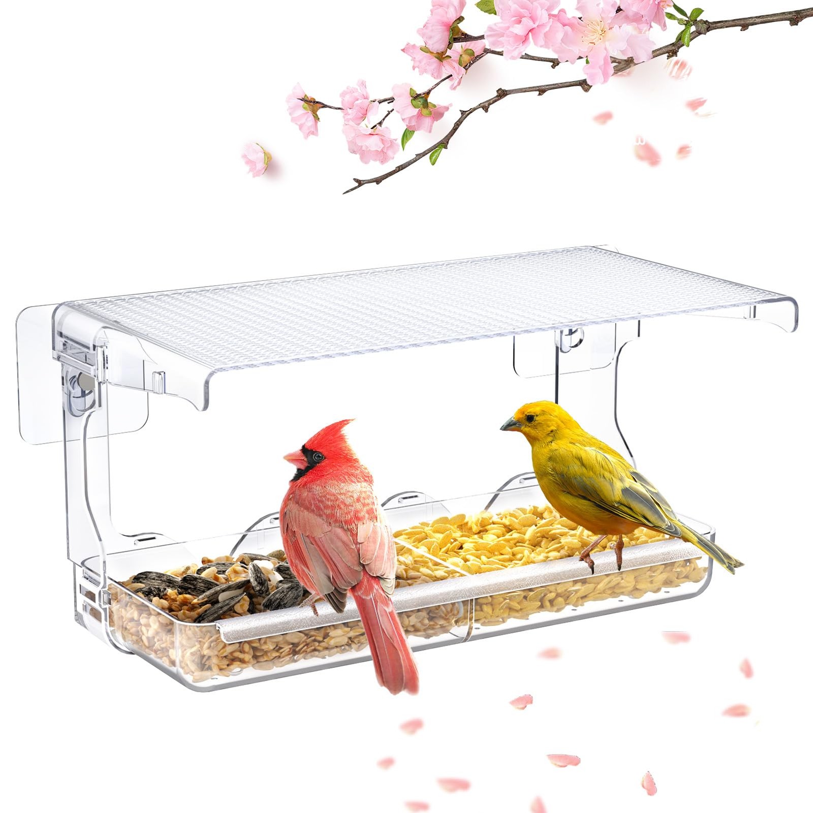 SUNALLY Window Bird Feeder for Outdoors, Clear Birds Feeders Mounted...
