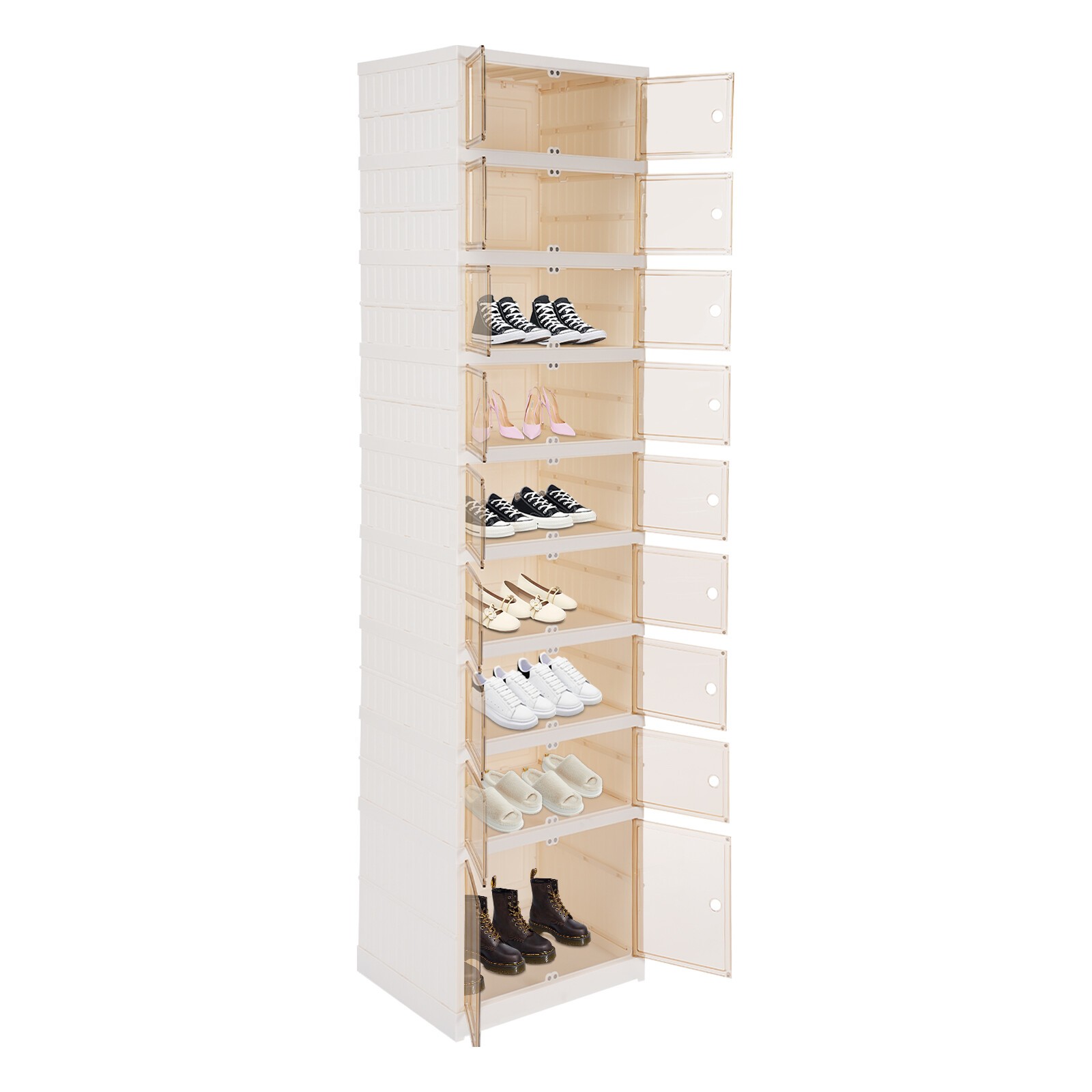 9-Tier Foldable Shoe Rack Organizer for Closet 18Pairs Plastic Shoe Shelf Large