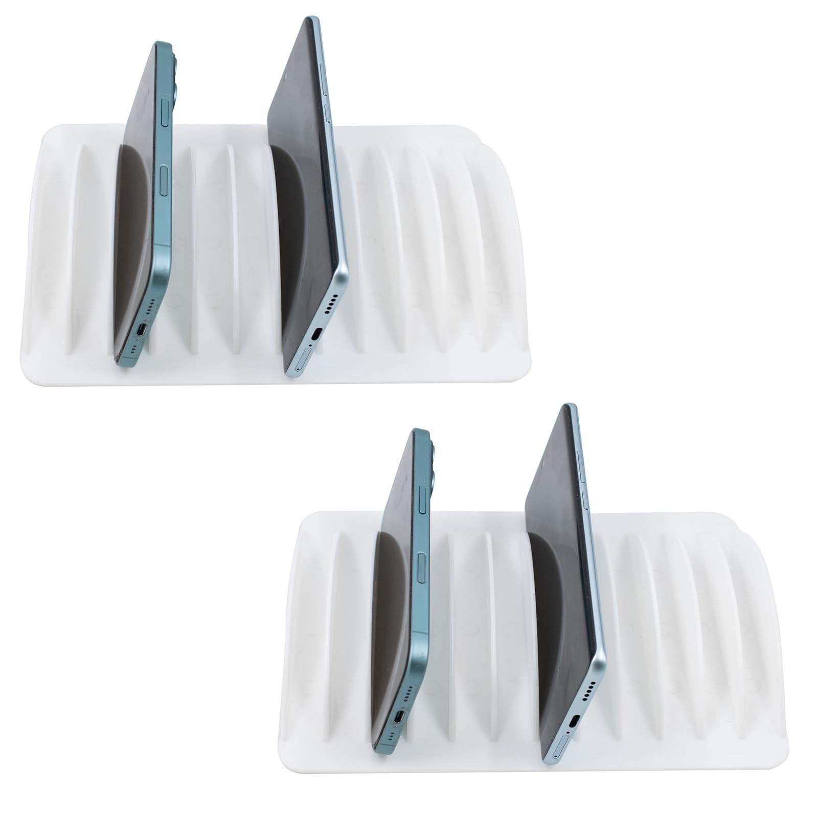 2 PCS White 24Grid Multiple Desktop Cell Phone Holder Storage Organizer Rack