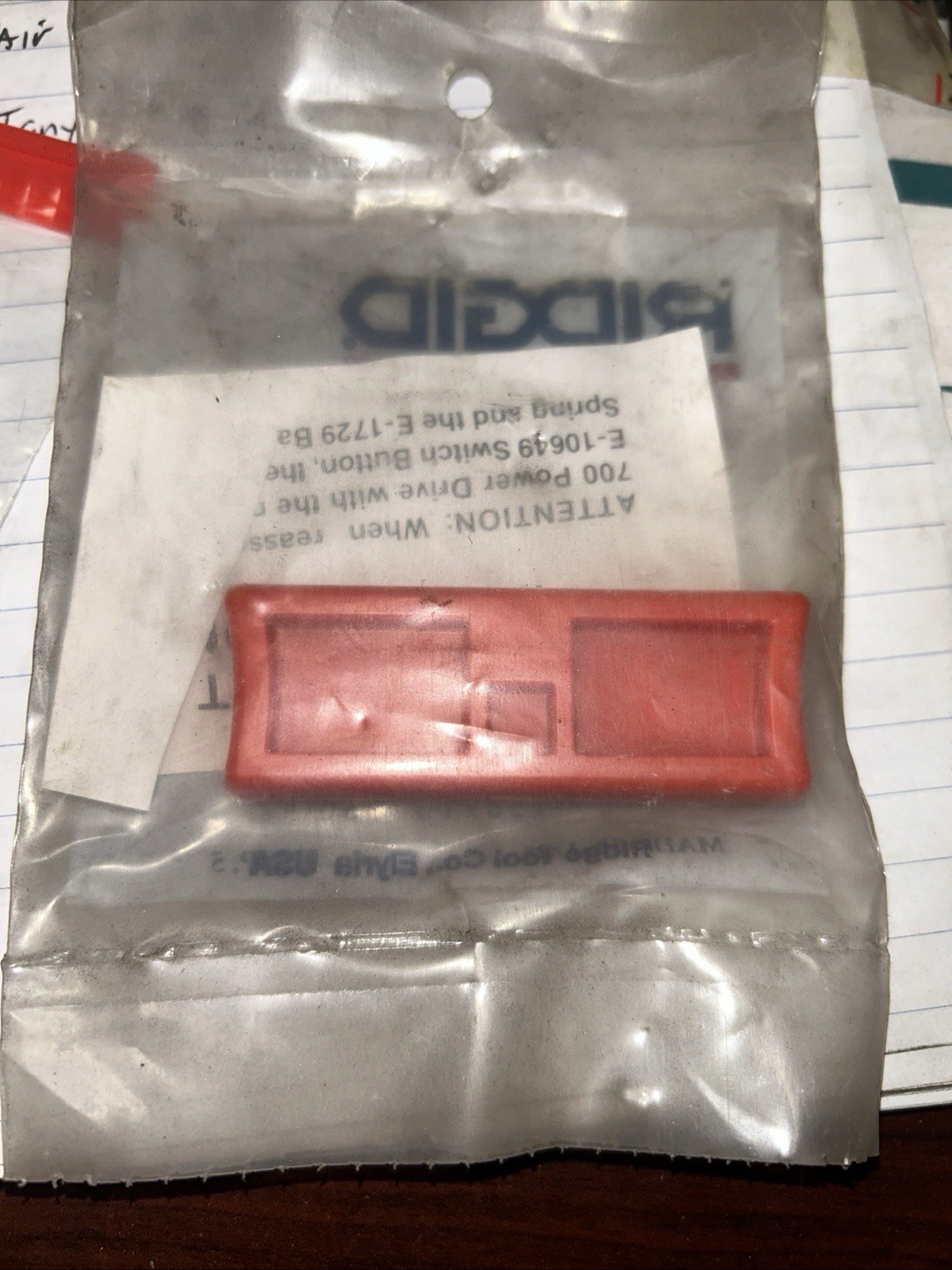 Ridgid 97260 Switch Button