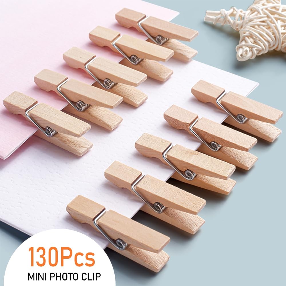 1.4 Inch Mini Clothes Pins for Photo, 130 Pcs Small 1.4inch/130Pcs, Wooden