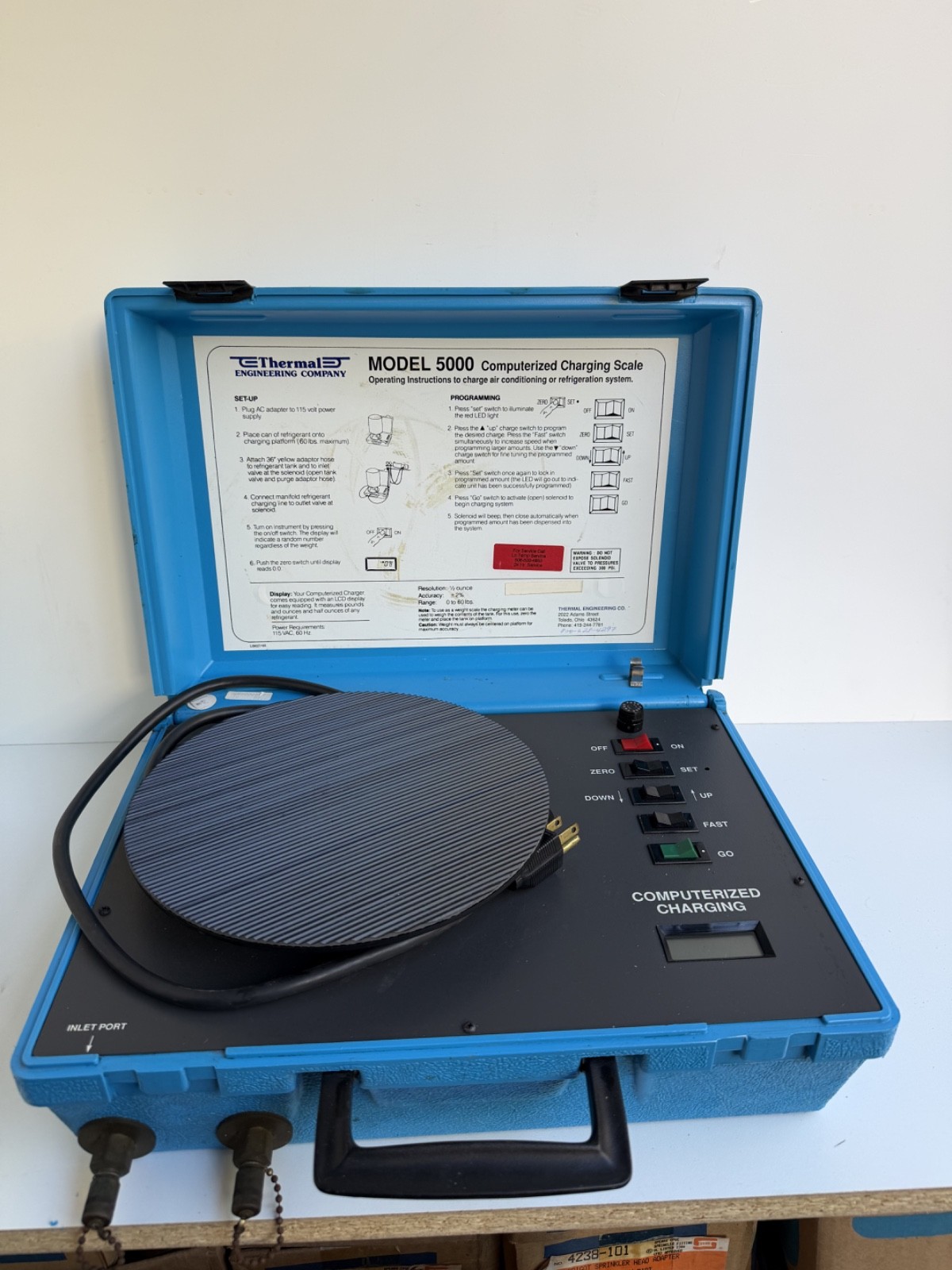 Thermal Engineering Model 5000 Digital Refrigerant Charging Scale HVAC AC w/ Cas