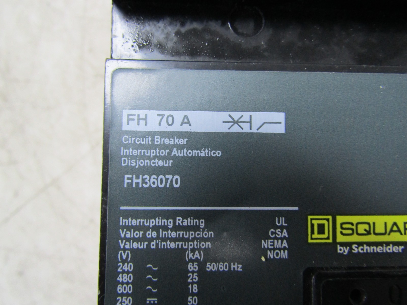 💥SQUARE D 70 AMP I-LINE CIRCUIT BREAKER 3 POLE 600 VAC FH36070