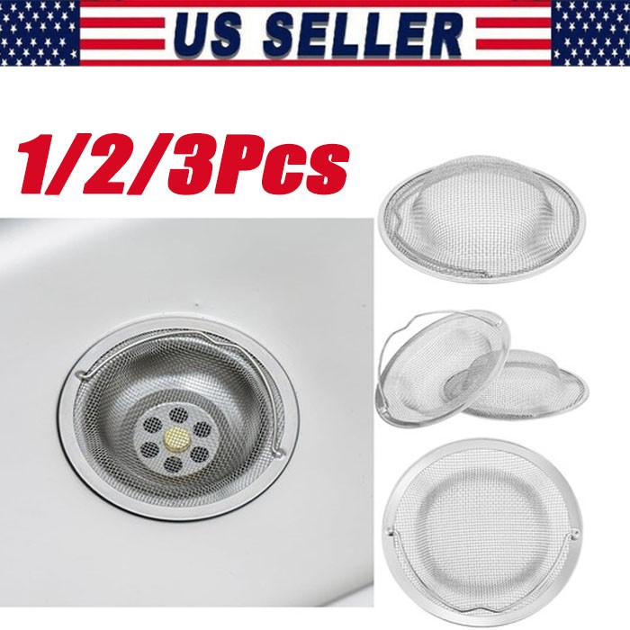 Kitchen Sink Strainer Large Wide Rim 4.5" Stainless Steel Mesh Drain Filter