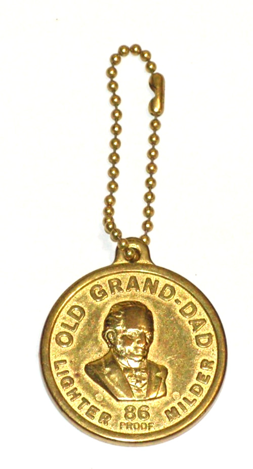 SCARCE Old Grand-Dad Bourbon Whiskey Keychain Bottle Charm Key Ring Frankfort KY