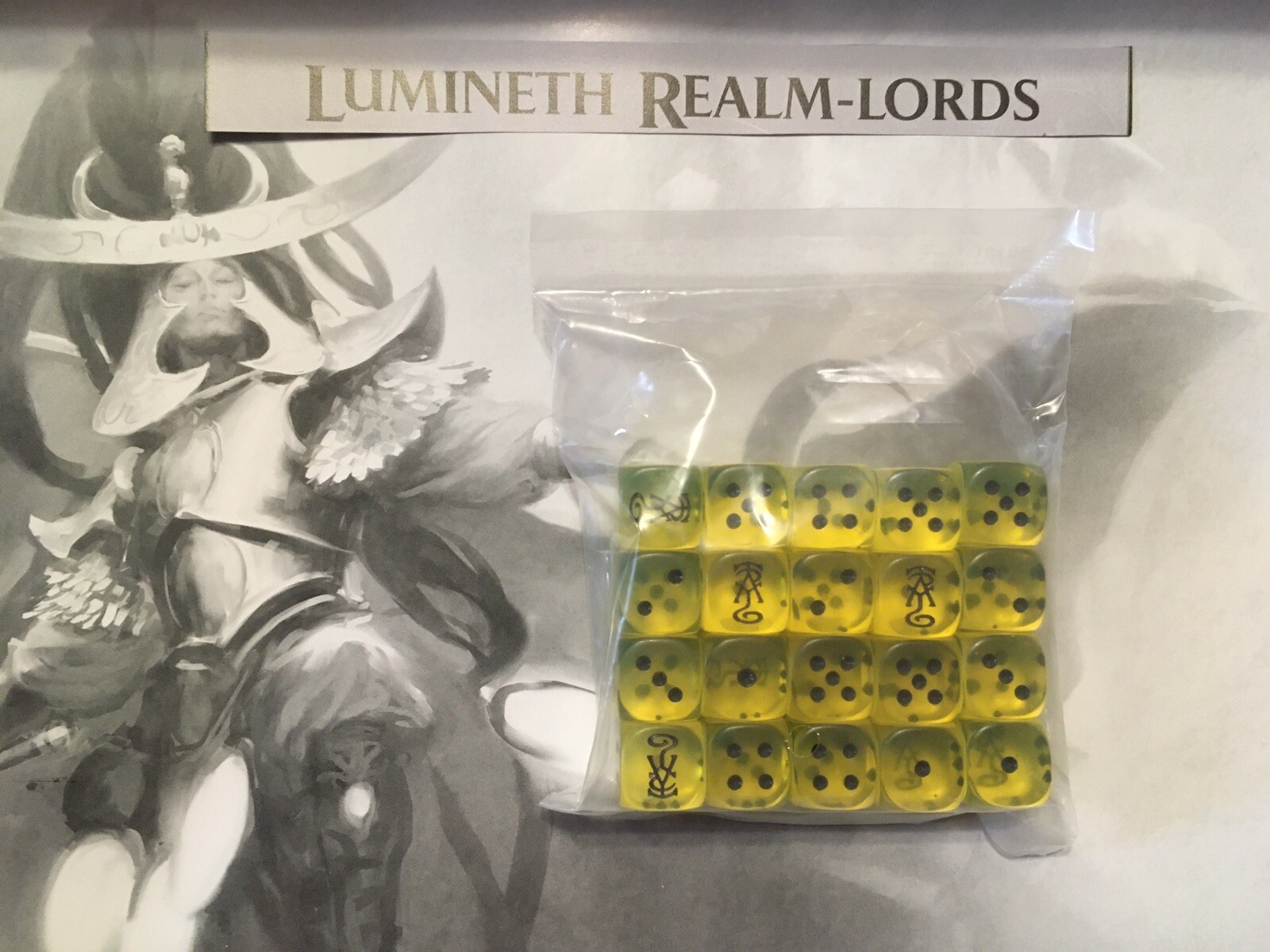 20 X Le Lumineth Realm Lords Dice Warhammer Age Of Sigmar AOS Yellow Realmlords