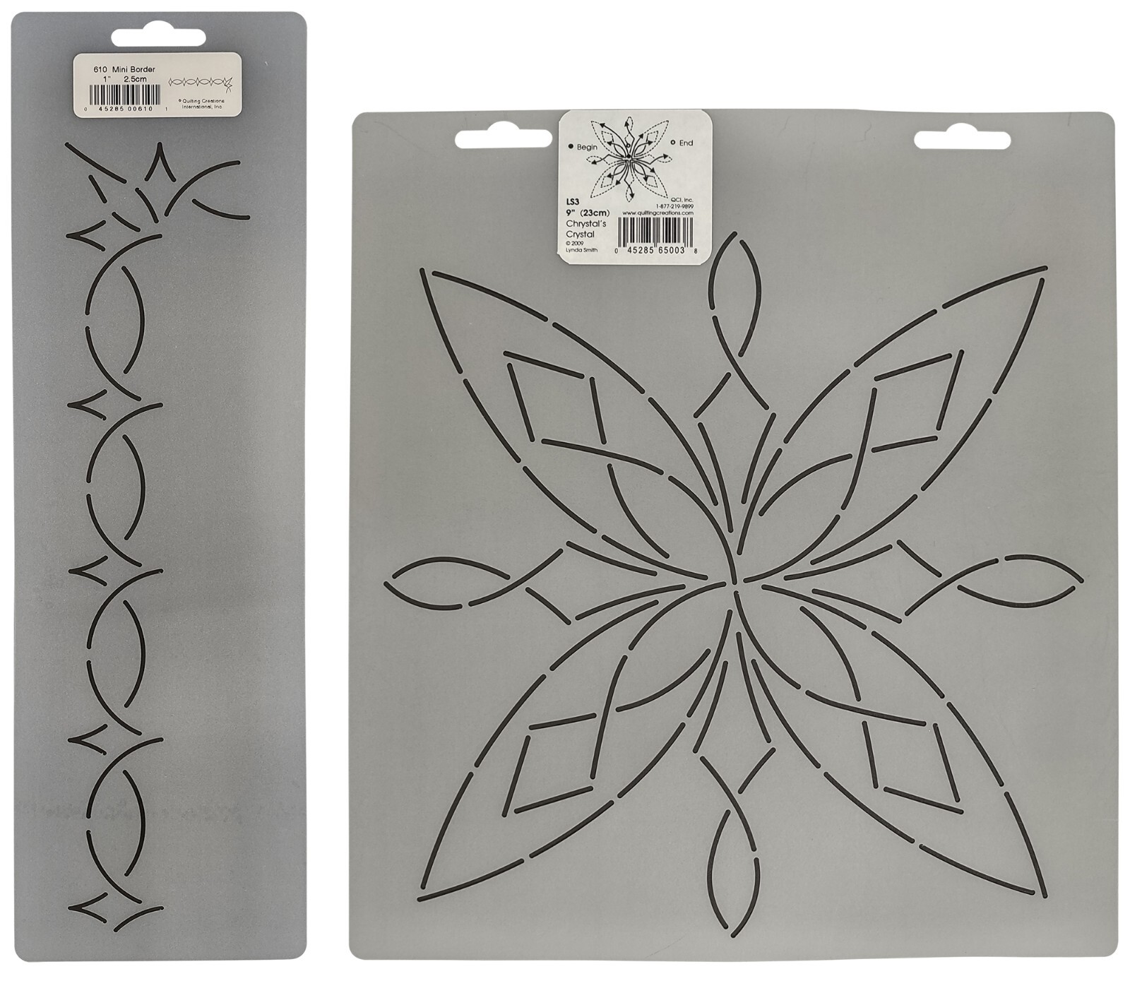Border Quilting Stencil Sashing & Crystal Block 2 Continuous Line Quilt Stencils