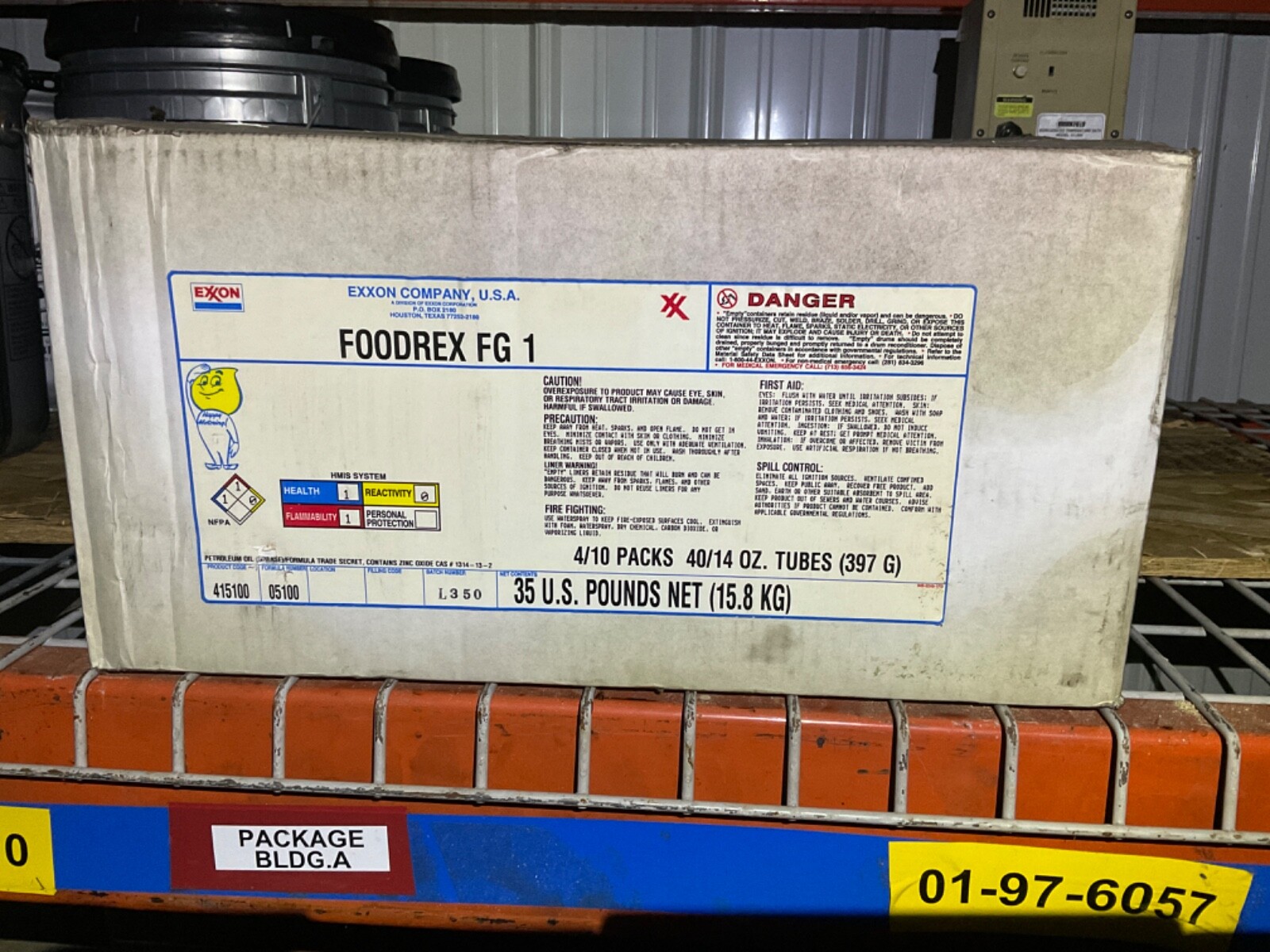 NEW BOX OF 40 Cartridges of Exxon Foodrex FG 1 Food Grade Grease