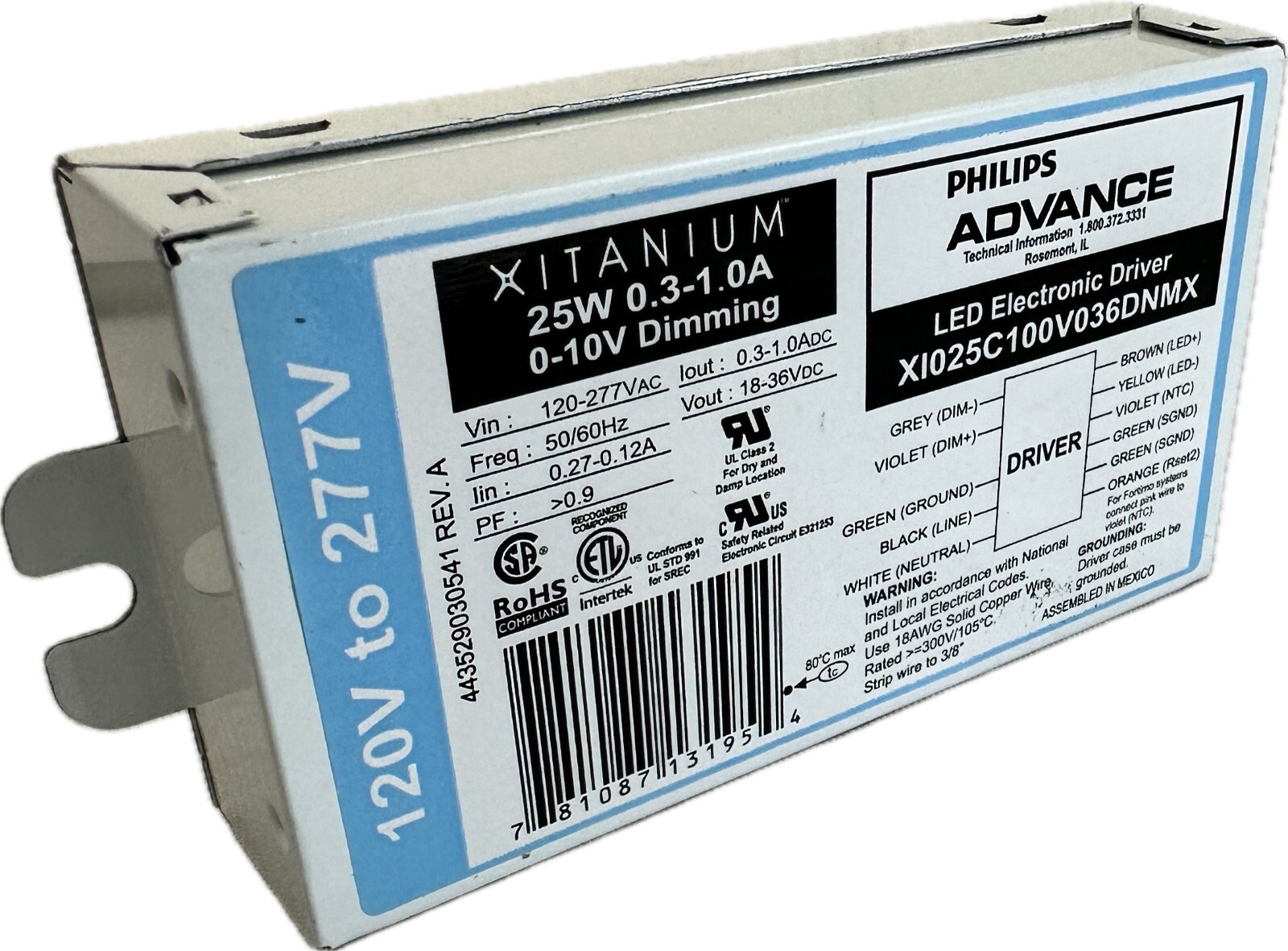 Philips Advance LED Electronic Driver Xitanium 25W XI025C100V036DNMX (New)