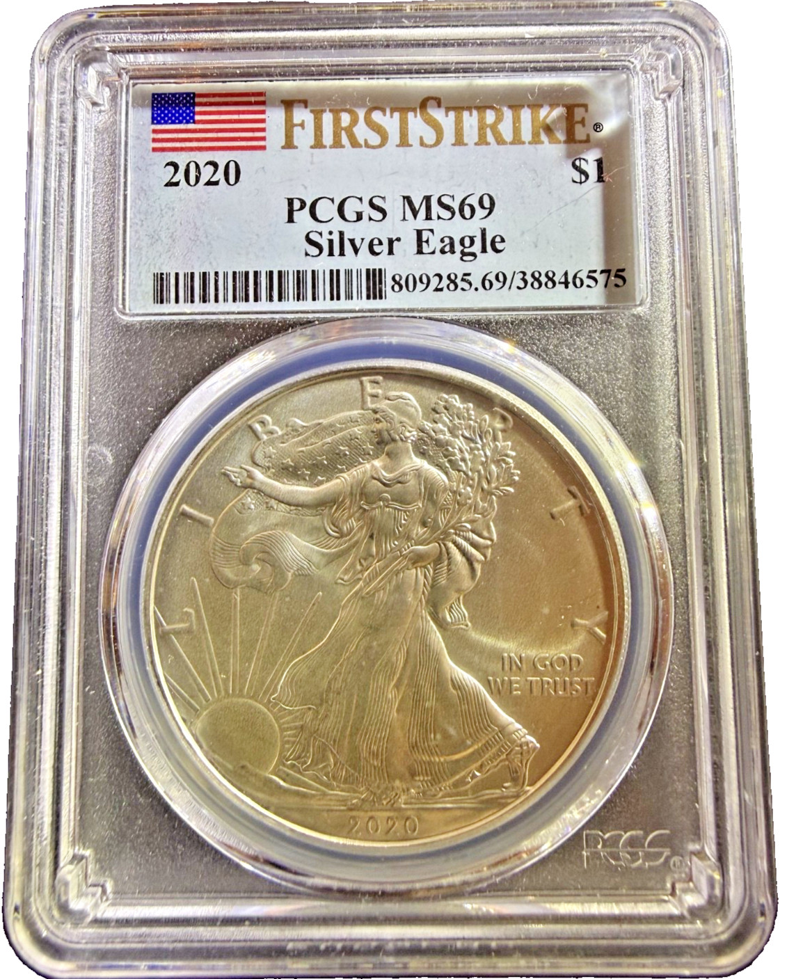 2020 $1 American Silver Eagle MS69 PCGS - First Strike