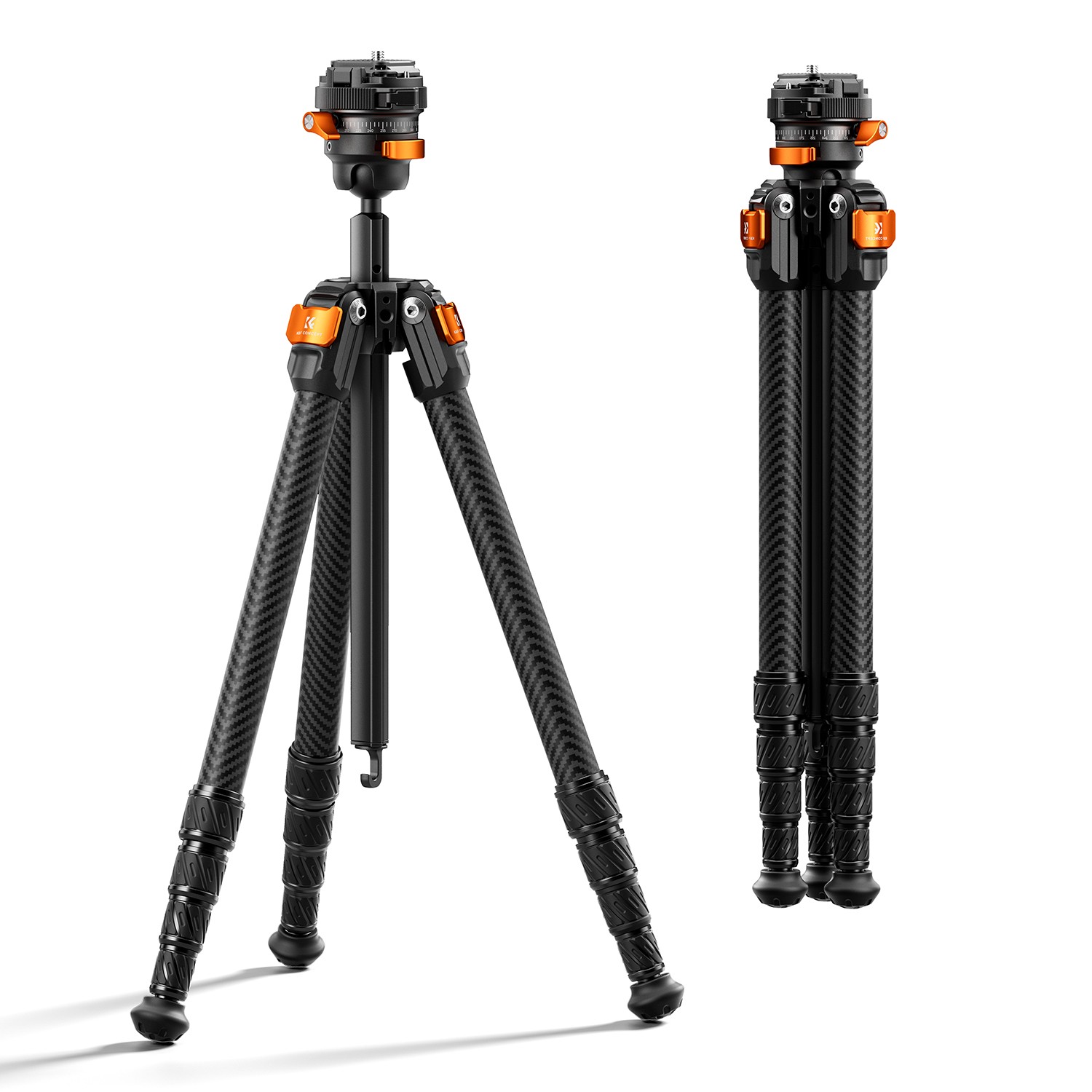 K&F CONCEPT 60" Carbon Fiber Travel Tripod w/Low Profile 360° Pan Tilt Ball Head