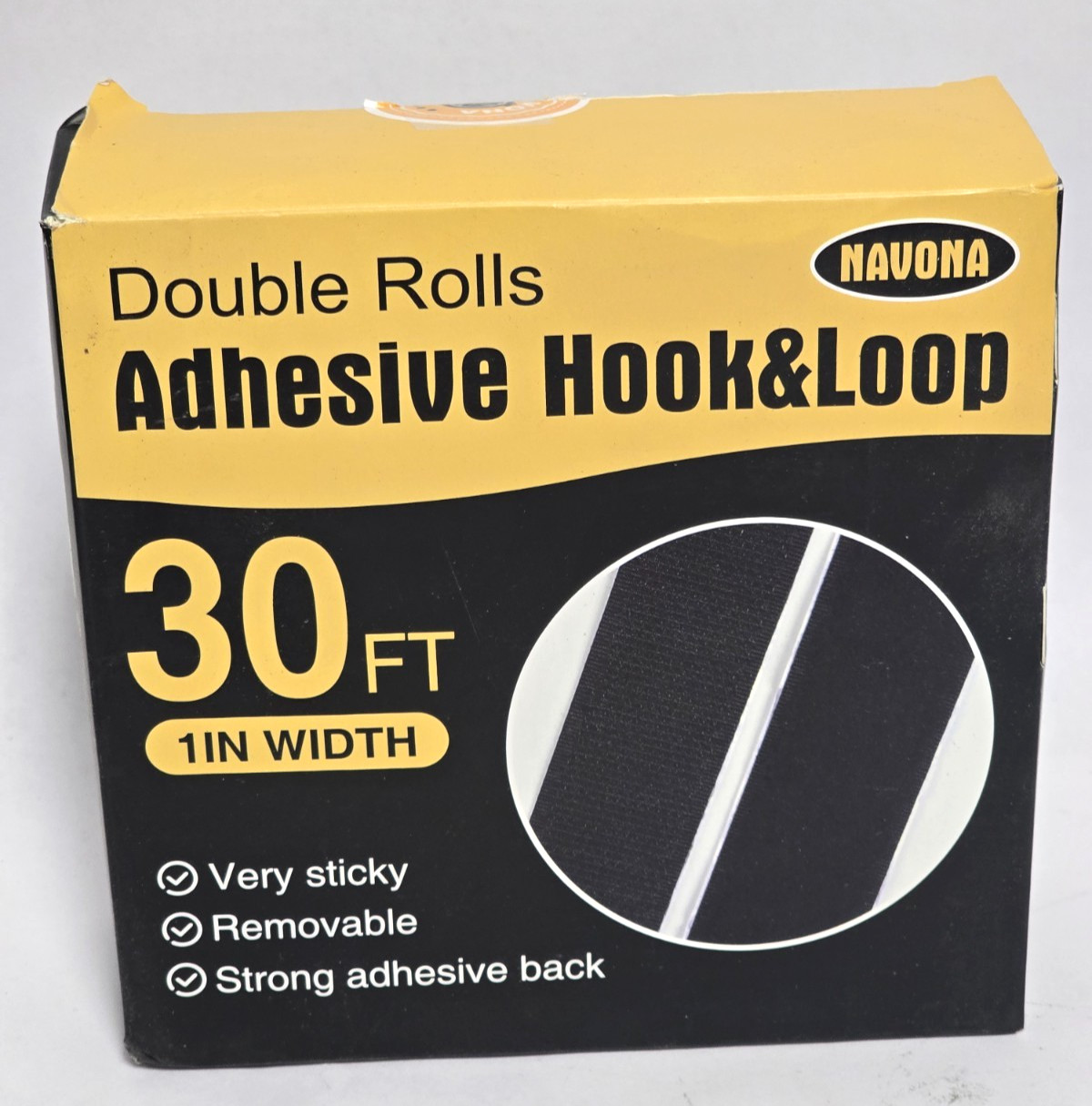 30Ft x 1 " HOOK AND LOOP STRIPS AND ADHESIVE DOUBLE ROLL, HEAVY DUTY
