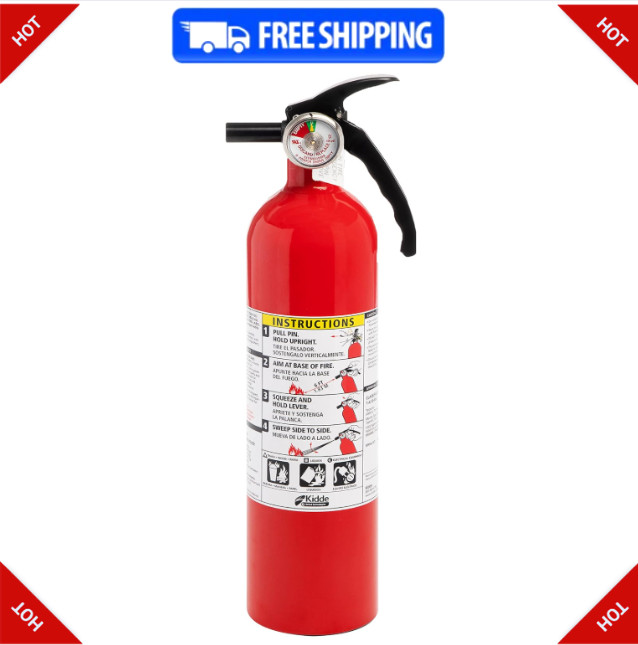Kidde Basic Use Fire Extinguisher with Mount Bracket & Strap, 1-A:10-B , Dry