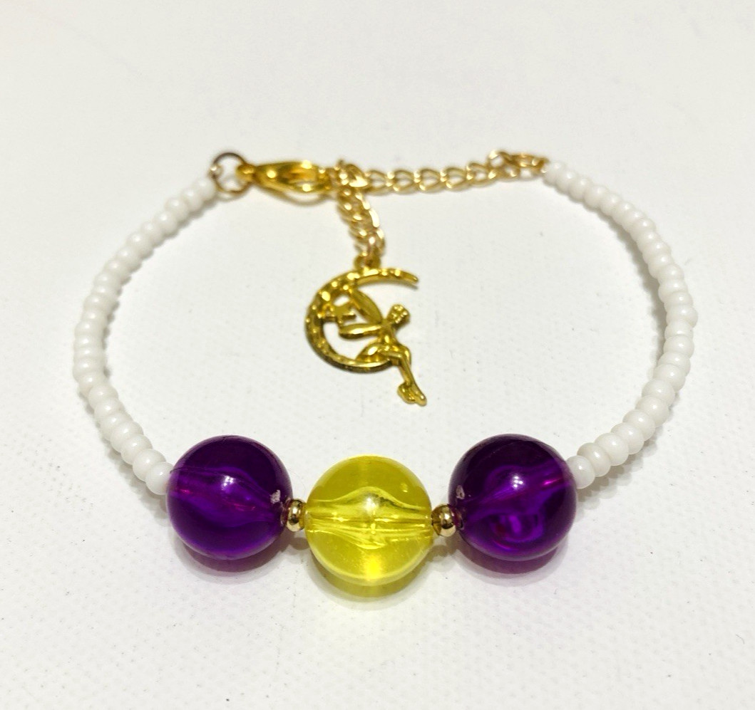Fairy Lights beaded Handmade Bracelet With Gold Fairy Charm White Seed Bead
