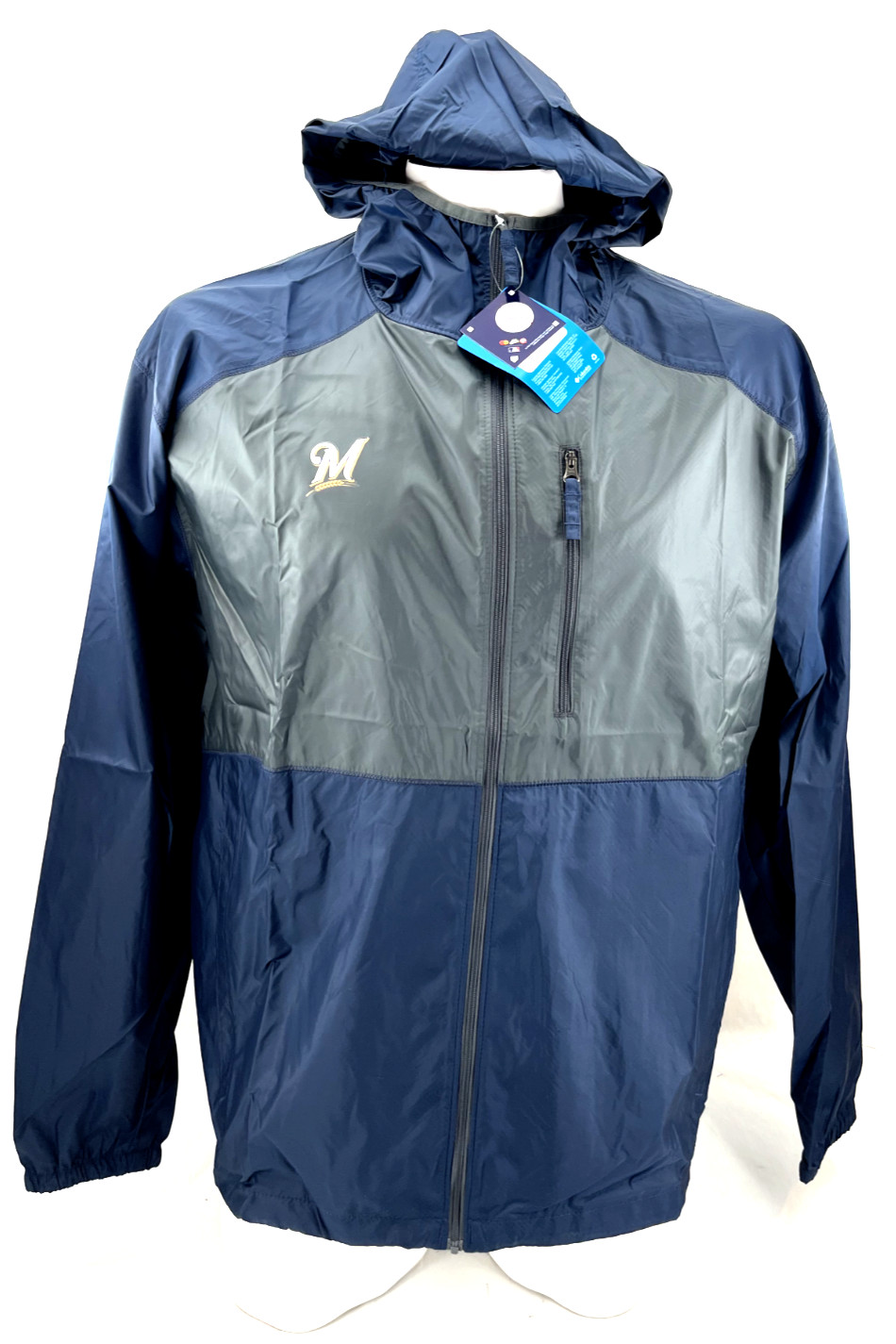 NEW Milwaukee Brewers Columbia Flash Forward Full Zip Windbreaker Jacket Men 2XL