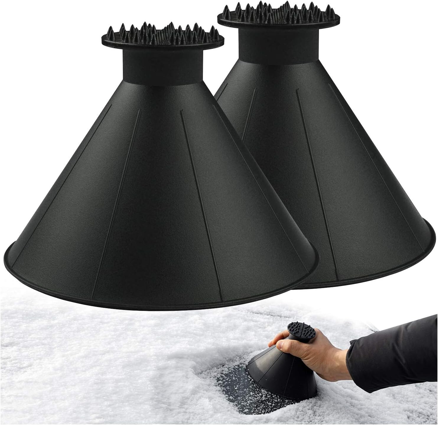 Magical Ice Scrapers for Car Windshield - 2 Pack Cone Magic Car Ice Scraper with
