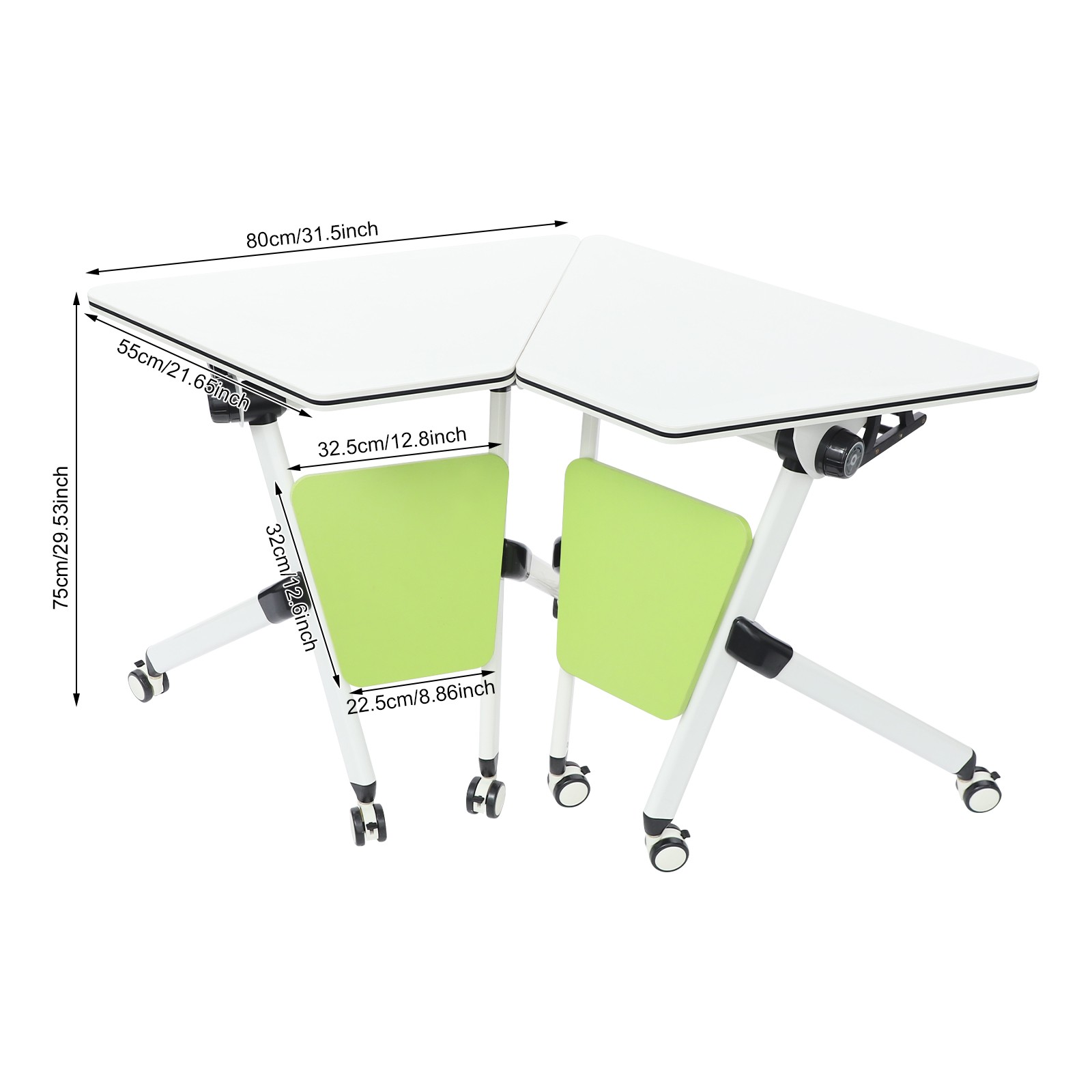 Modern Modular Folding Conference Table, Flip Top Training Desk with Wheels