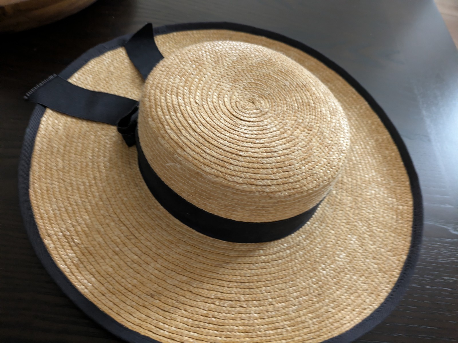 Perry Ellis Raffia Straw Hat Boater Style Womens With Bow