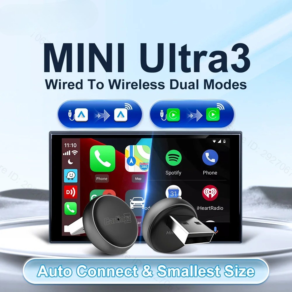 CarlinKit Mini Ultra3 Wireless CarPlay Adapter&Android Auto USB Dongle 5GHz WiFi