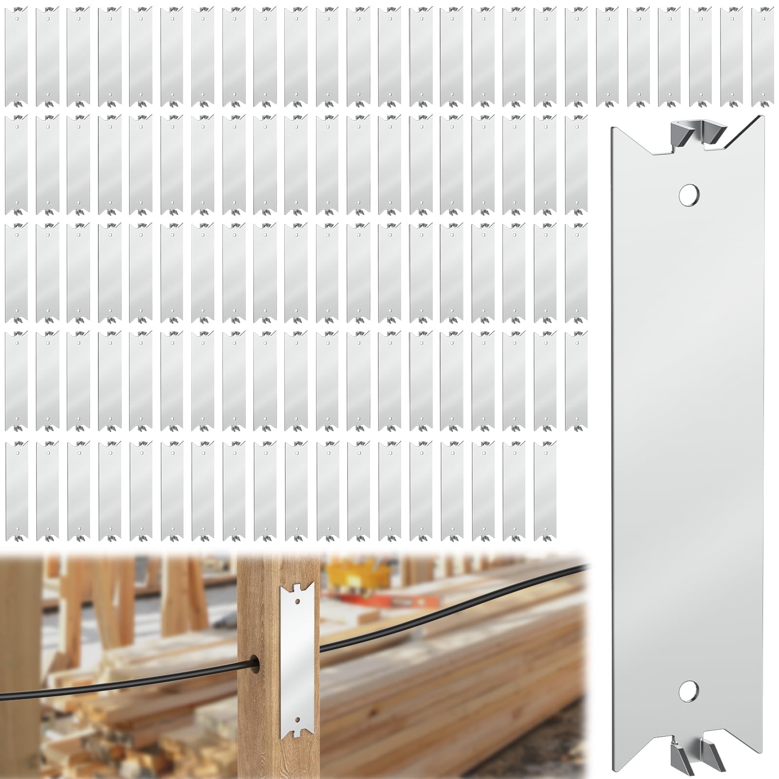 IRENPORU 80 Pcs Nail Plates, 1.5 x 6 Inch Nail Plates for Wood Studs, Nail Pl...