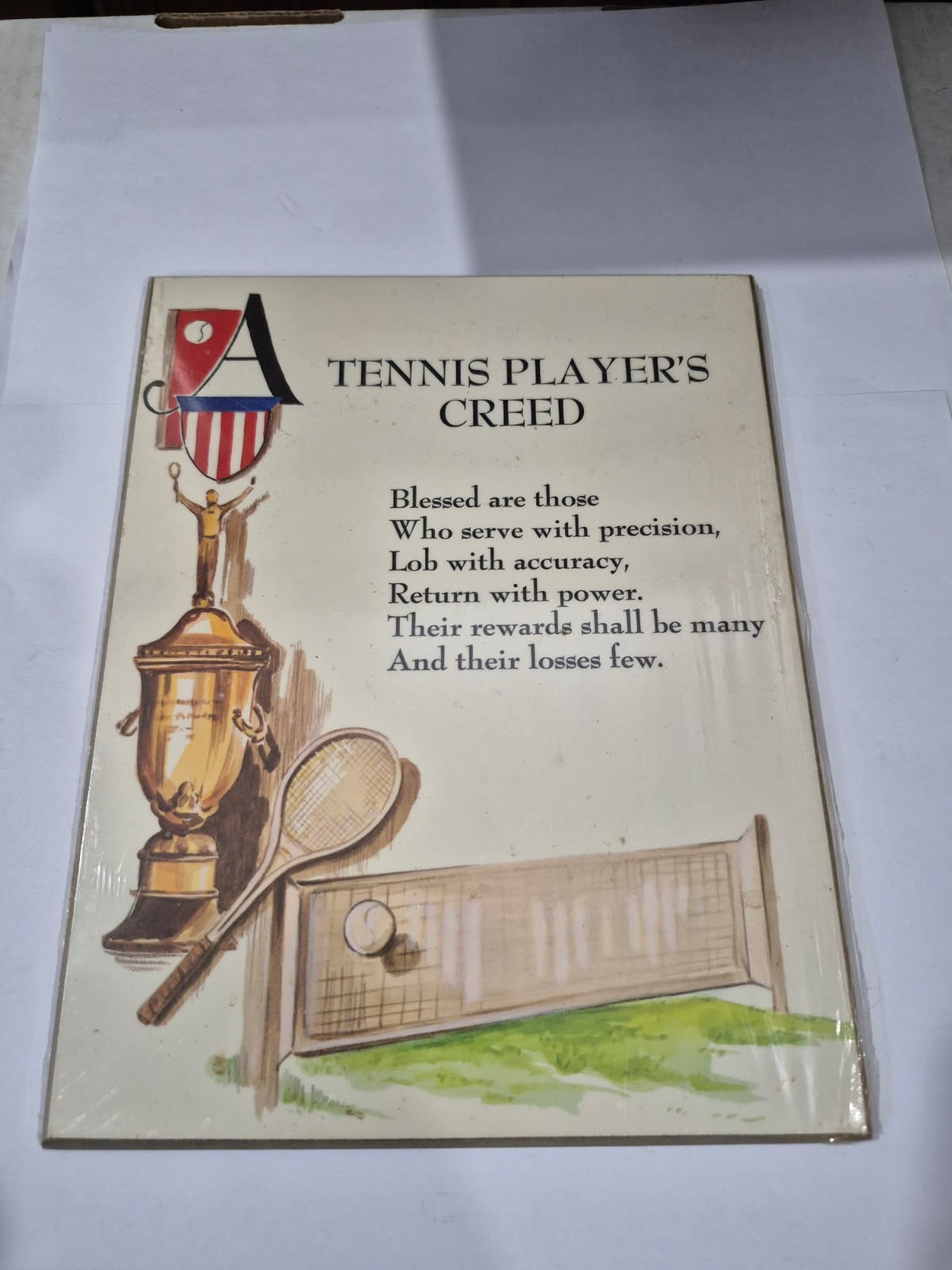 Plaque "Tennis Players Creed." 7" x 9" SP1