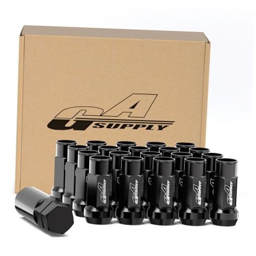 1/2-20 Extended Open End Lug Nuts 1.9" 48mm Tall, 17mm 1/2"-20 Black Long Open