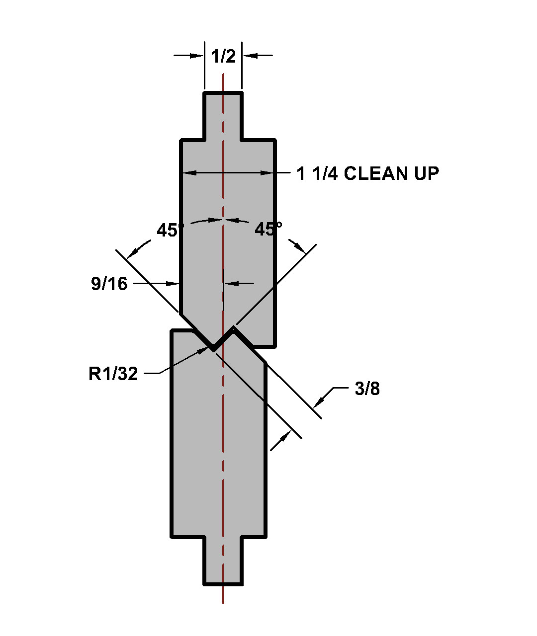 RITEWAY PRESS BRAKE DIE 3/8 INCH OFFSET #73 36 INCH