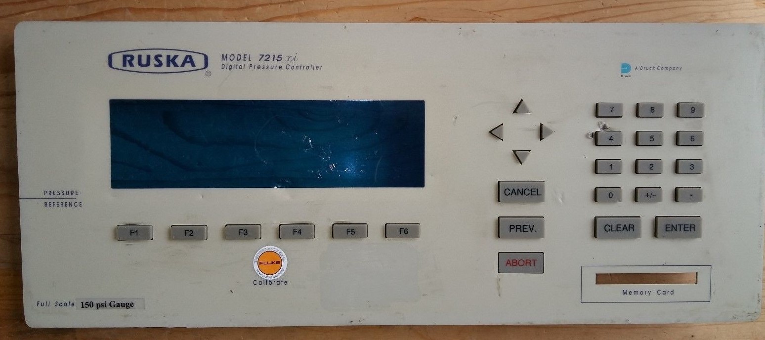 7215Xi-200 Rev A Front Panel  for Ruska 7215 XI Digital Pressure Controller