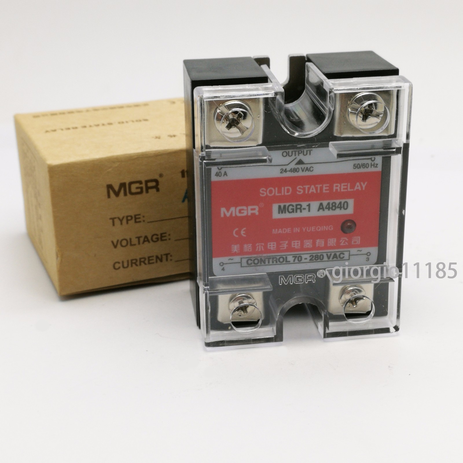 US Stock 40A Solid State Relay SSR AC-AC Input 70-280V AC Load 240-480V​AC A4840